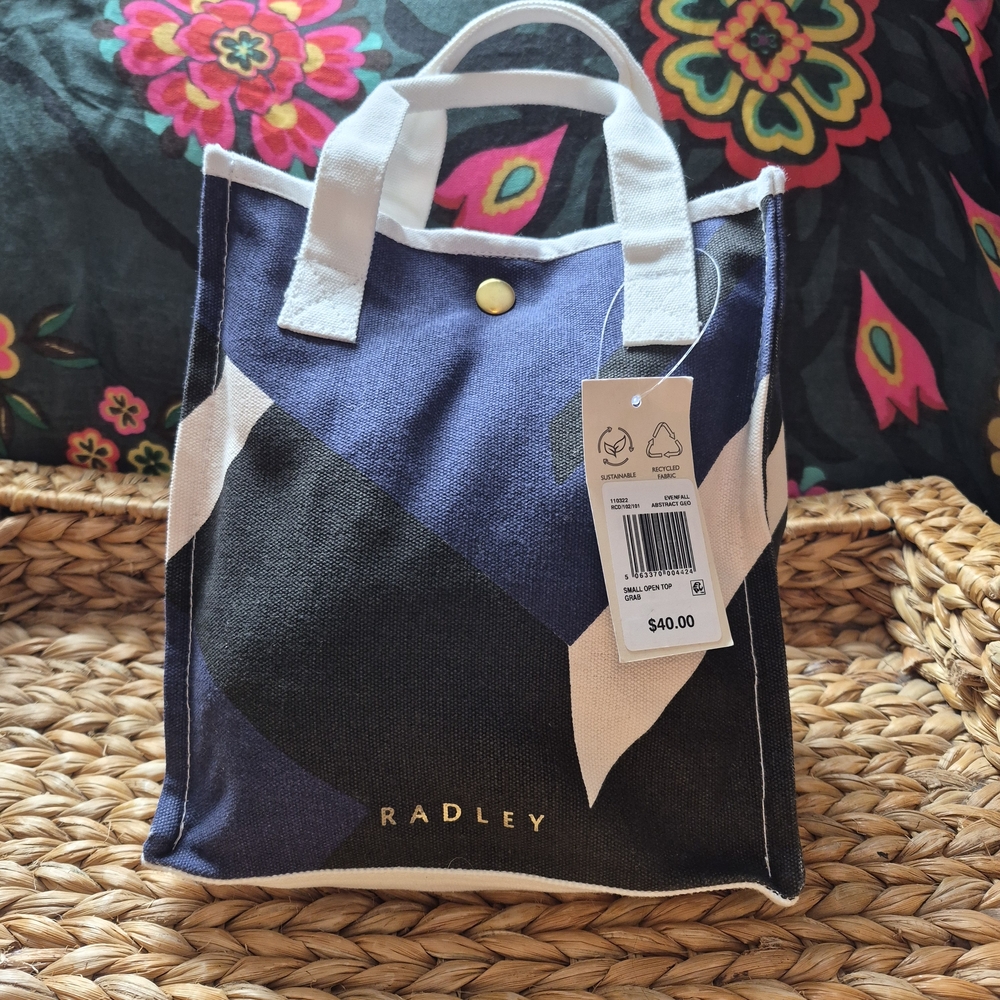 NWT Radley London Abstract Geometric Small Open Top Cotton Tote